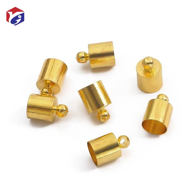 Metal Brass Cord End Barrel Beads End Brass for Leather Cord Tassels Jewelry Making  Rose Gold Nickel Black Shiny Gold