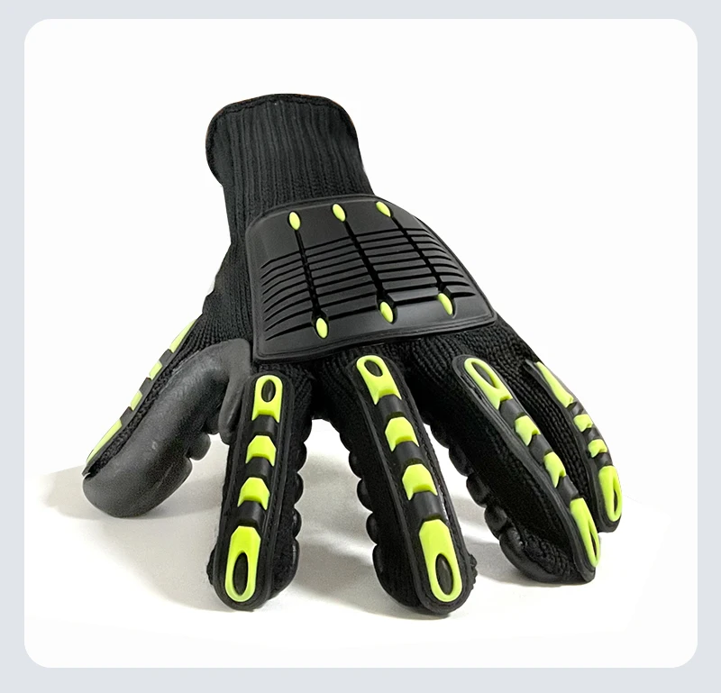 Custom Anti-Vibration Work Gloves with TPR & Latex Shock Proof Impact Reducing Safety Gloves with Foam Finish Red