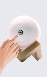 Christmas Gift 10CM Rechargeable 16 Colors Touch Change Remote 3D Printing Globe Led Moon Light LED 3D Moon Light