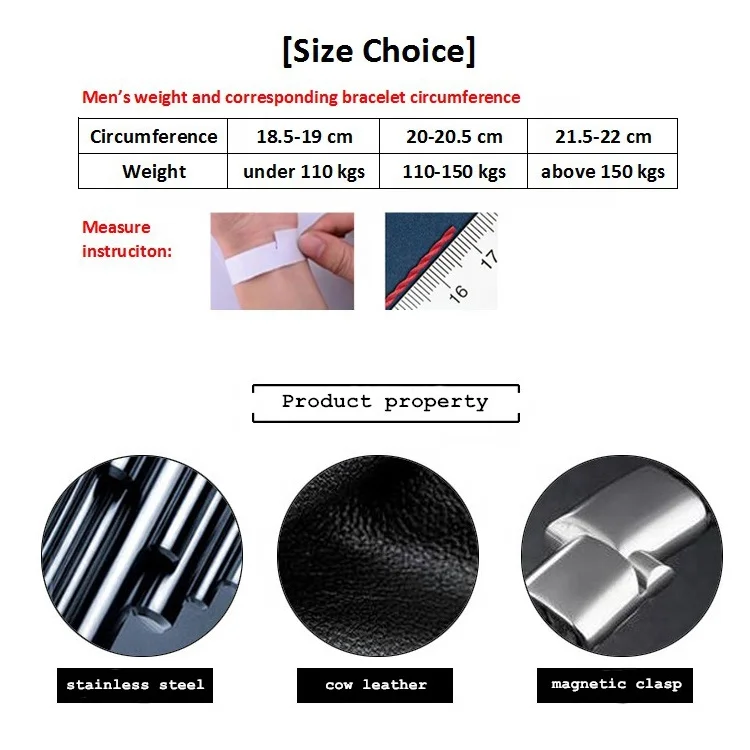 Punk Style Stainless Steel Cross Magnet Clasp Braided Genuine Leather Bracelet Pulsera Acero Inoxidable Hombre