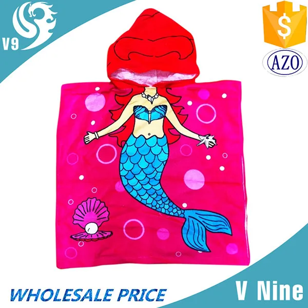 High Quality Microfiber Kids Cartoon Print Poncho Towel for Children Beach Poncho Kids Kids Poncho Wholesale Hooded Towels