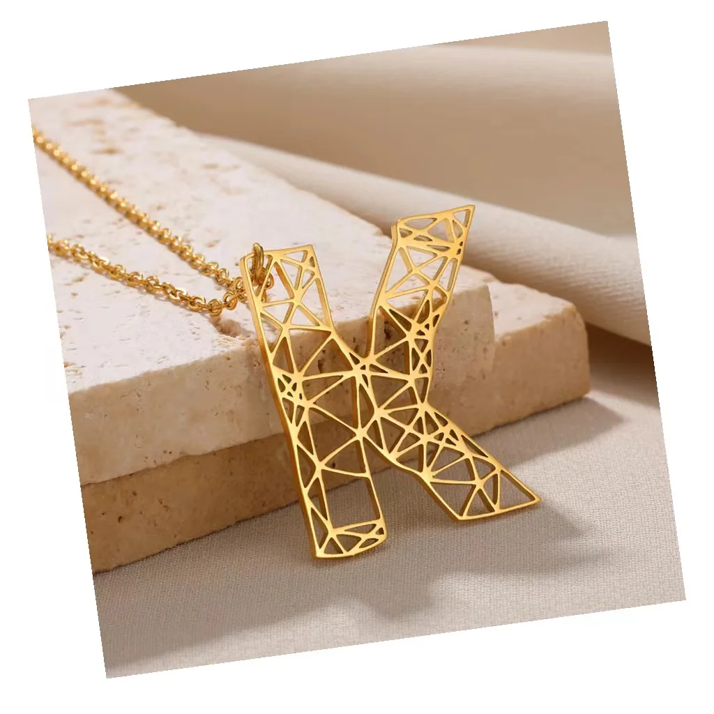 2024 girls fashion Fancy Chunky Initial Stainless Steel Name 26 letters Alphabet Fashion Fine Necklaces Jewelry for Women