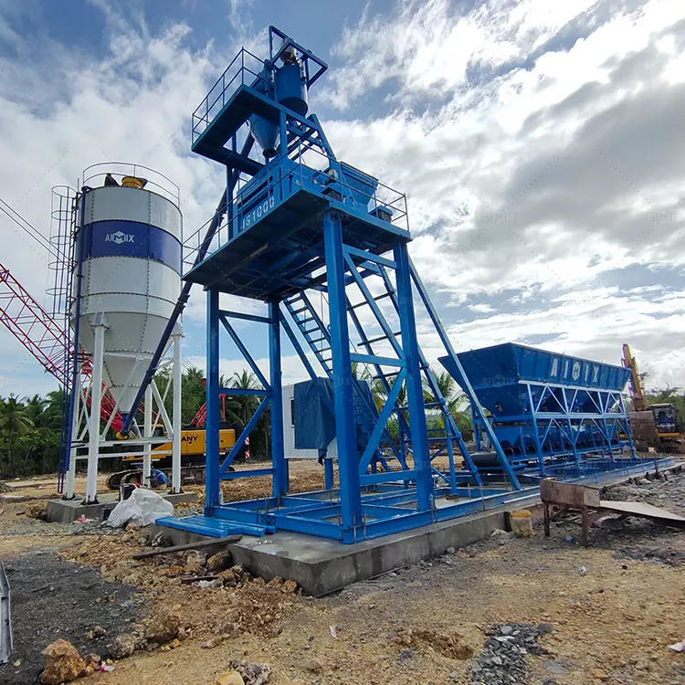 Portable 50 m3/h Concrete Mixer Plant Mobile Concrete Batch Plant