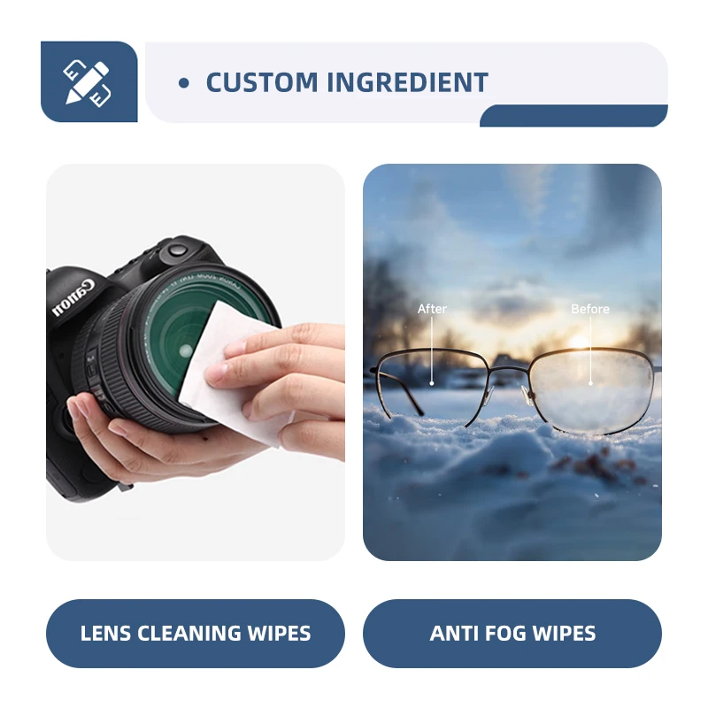 Custom Optical Glasses Cleaner Wipes Pre Moistened Spectacle Lens Cleaning Wipes For Eyeglasses