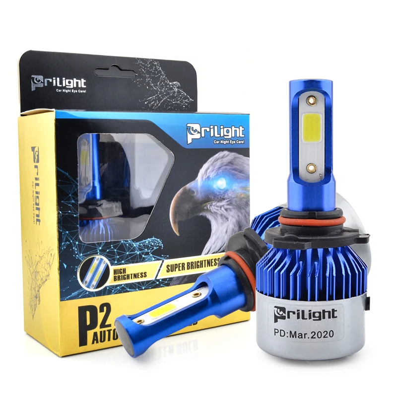 Auto parts P2 LED COB Chip LED head light with fan H1 H3 H7 H11 H13 880 9005 9006 9007 H4 8000lm led headlight bulb H4