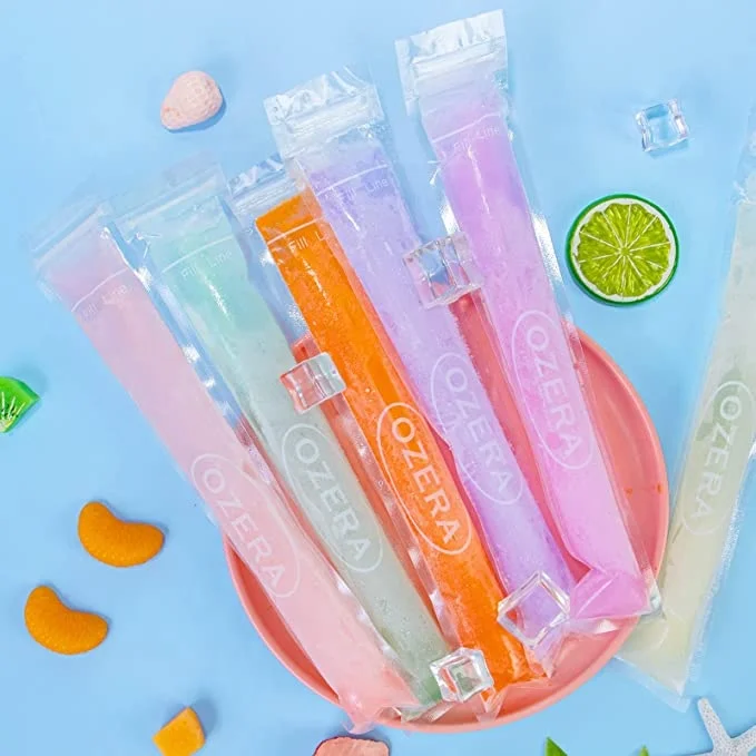 Transparent plastic drinking bags custom food ziplock bag popsicle packaging pouch bag for Ice Cream milk and juice