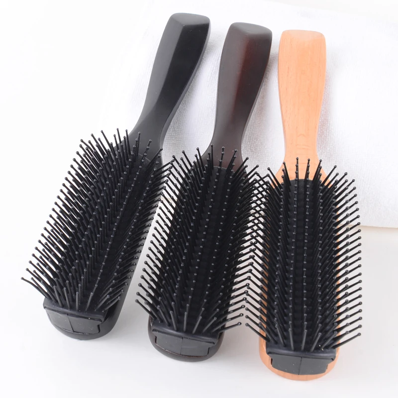 Detachable Air Cushion 9-row Removable Straight Wide Tooth Shower Curly Hair Comb Denman Brush