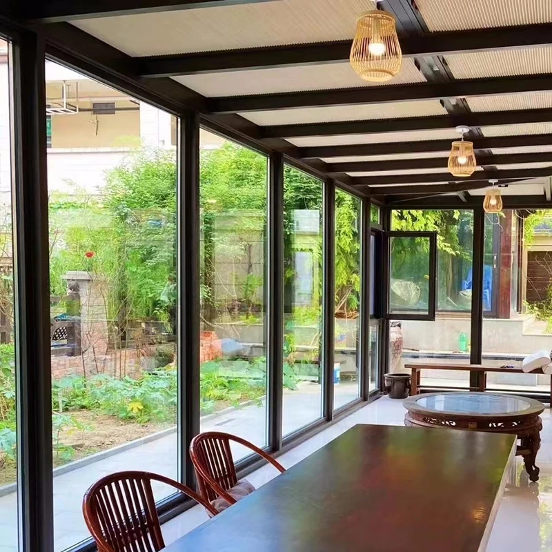 Sunroom Glass House 4 Season Design Professional Supplier Solarium  Customized window frame Aluminium Glass Sunroom
