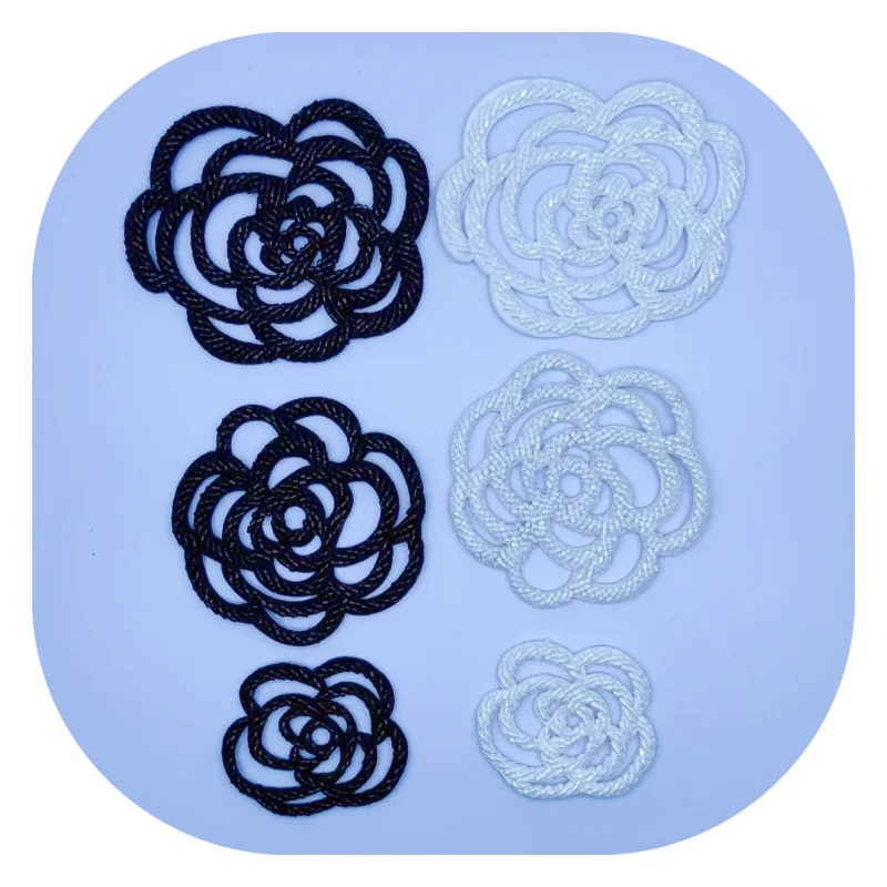 affinity factory custom patches  3D camellia embroidered beaded patches for clothing
