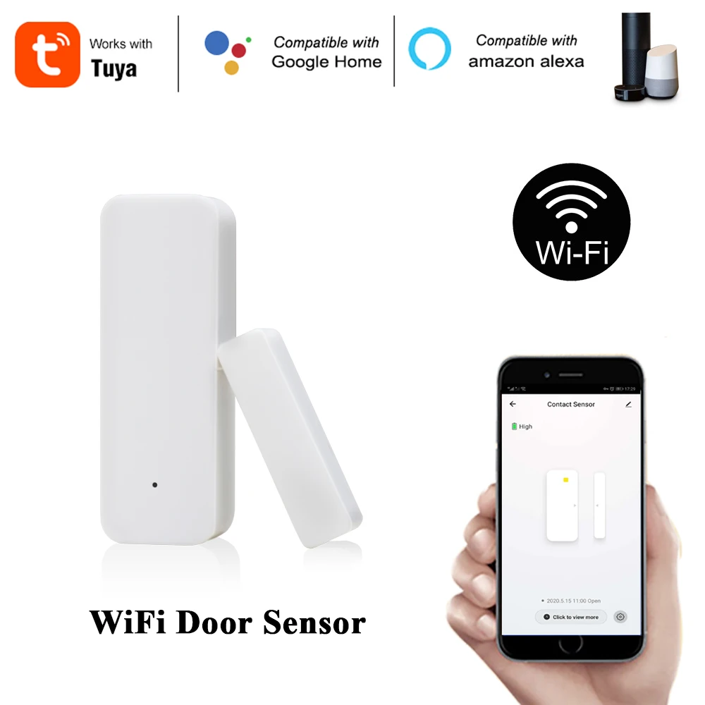WiFi Door and Windows Sensor Magnets Smart Phone APP Control Doorbell Compatible with Alexa Google Assistant