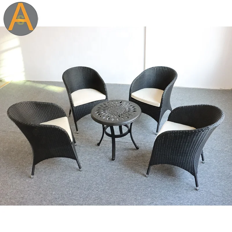 Modern Garden Furniture Aluminum Rattan Dining Set Outdoor Table and Chair Set Rattan / Wicker Powder Coating Aluminum Frame