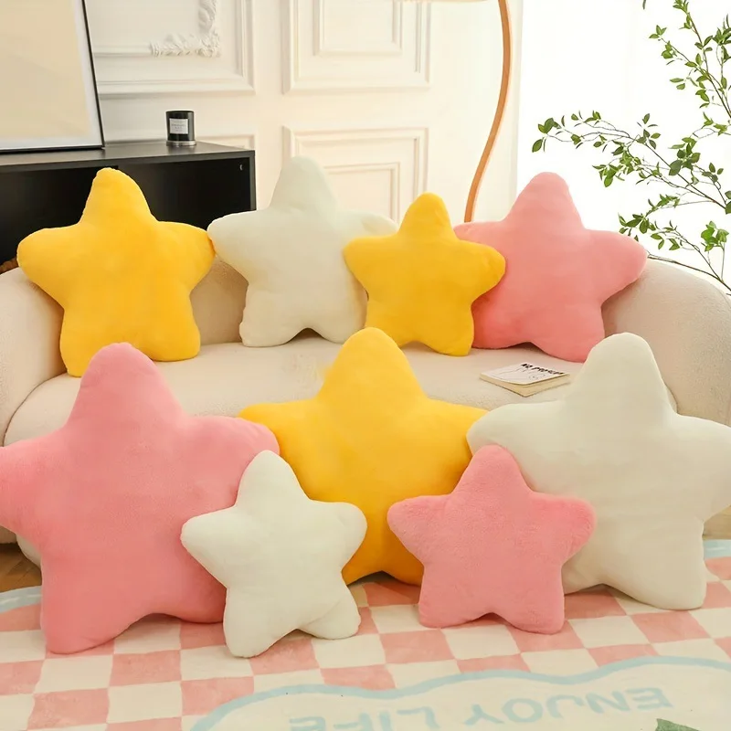 INS nordic stuffed star pillow soft mink plush toy cushion girl heart cream color star plush pillow