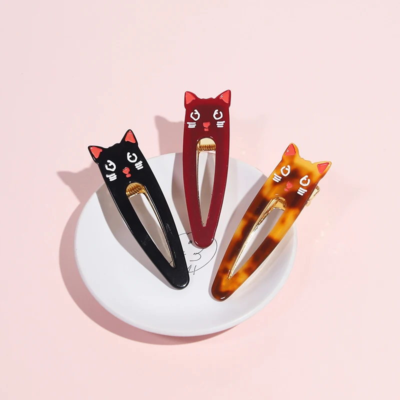 2020 New Wholesale cat Custom Women Fashion Acrylic Hair Accessories  Acetic Acid Hair Clips