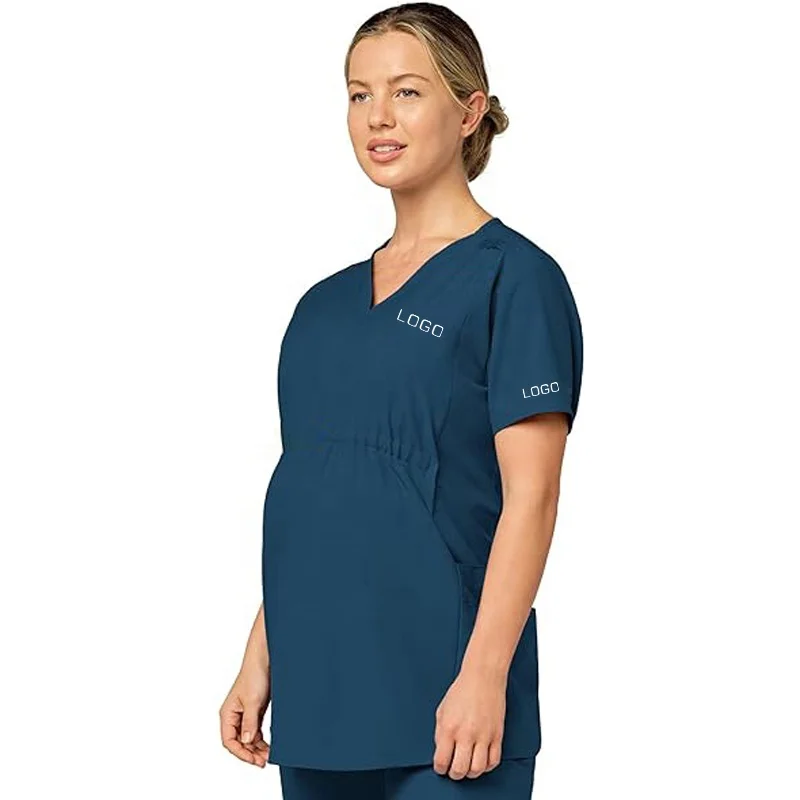 Custom Wholesale Women V-Neck Top Hospital Medical Nurse Maternity Scrubs Uniform Suit Set for Pregnant Women