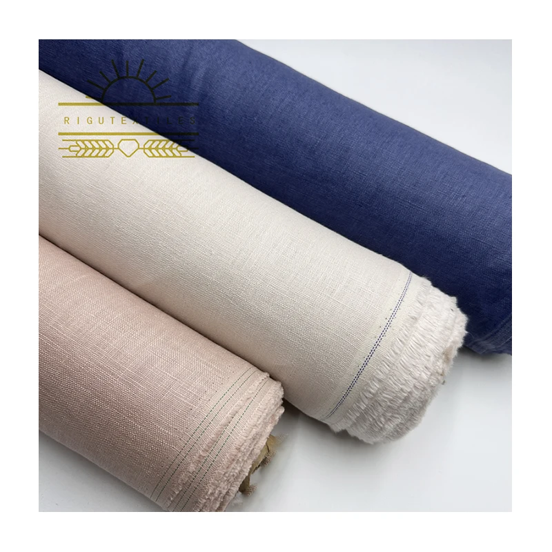 RIGU Textiles Enzymed Stone Washed French Linen Gingham Check 100% Italian Linen Fabric Roll Online