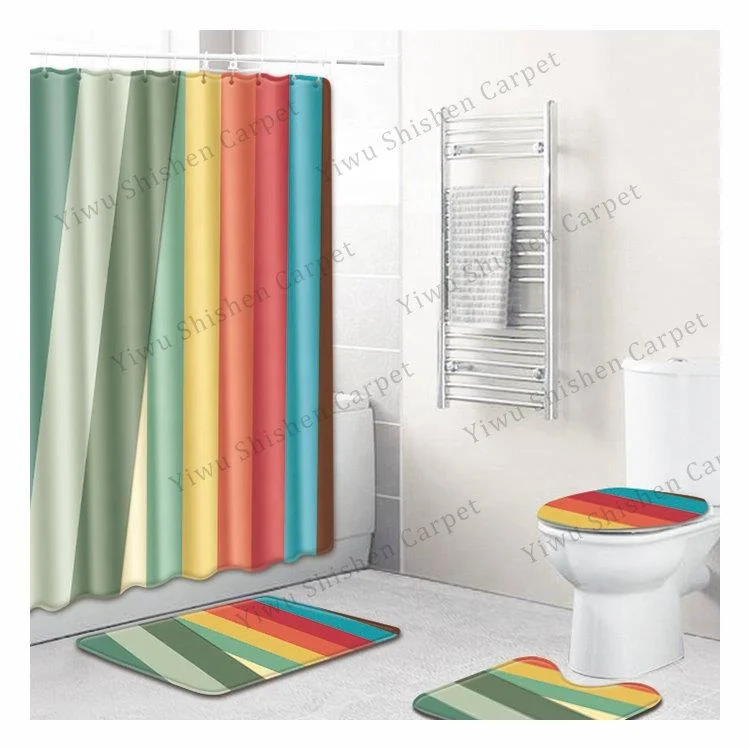 
New product New Supplier comfortable absorbent bath room Toilet rug mat set ,4 piece bath rug and bathroom carpet set/toilet set 