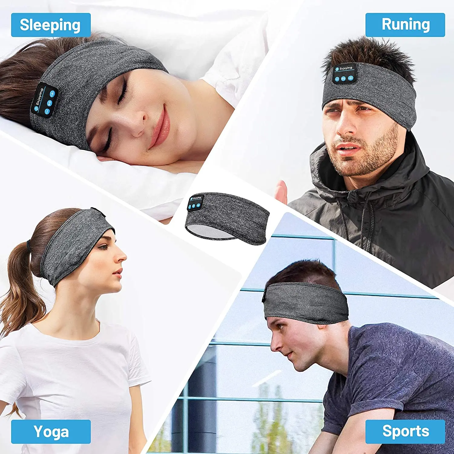 wholesale Multifunction blue tooth 5.0 sport wireless headband Music Masker sleeping headphones