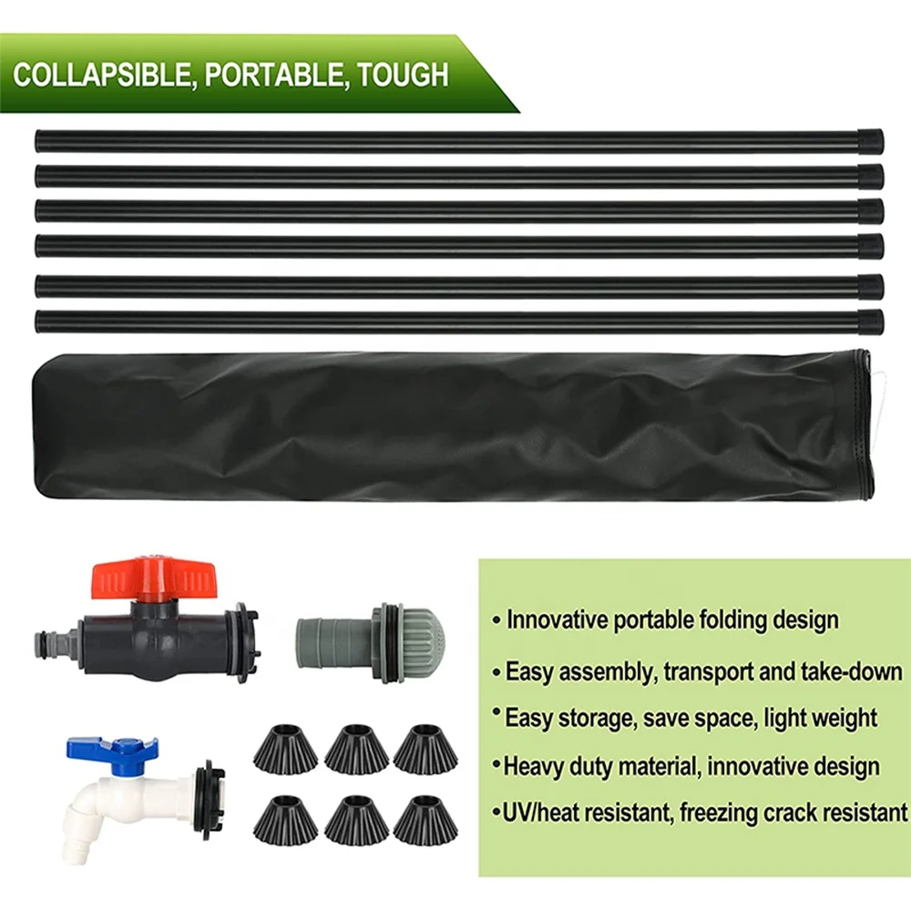 100 Gallon Collapsible Rain Barrel Portable Water Storage Tank Rainwater Collection System Downspout Water Catcher Container