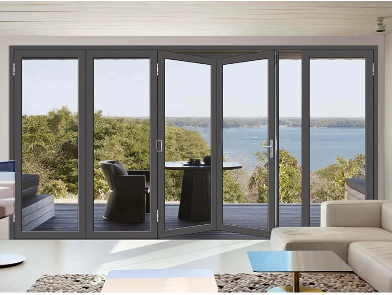 China Factory Aluminum Frameless House Narrow Bifold Accordion Soundproof Doors Aluminium Interior Glass Folding Sliding Door