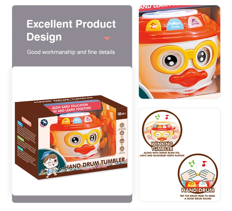 2022 Hot Selling Funny Multifunction Educational Children Play Music Instrument Toy Hand Drum  Toy