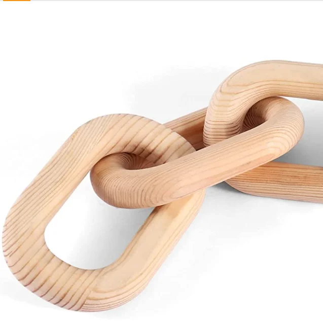 Decorative Pine Wood Link Chain , Wooden Rustic Country Chain Decor