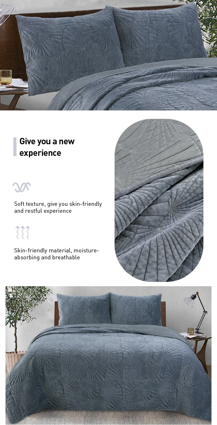 Customize lightweight warm lightweight plush velvet bedspreads quilted bed spreads