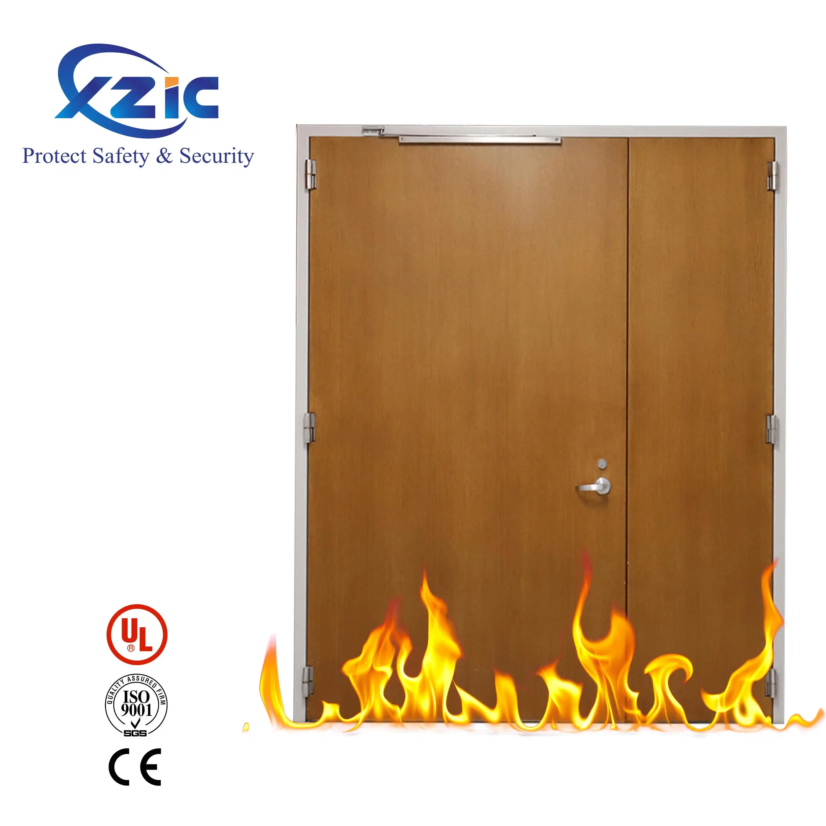Cheap Fire Doors Internal Water Proof 4 Panel Fire Rated Wood Door Modern Commercial Interior Melamine Board Veneer Wood Door
