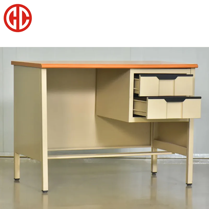 Customized vintage cheap work  steel frames modern pc desktop office furniture desks with cabinet metal office computer table