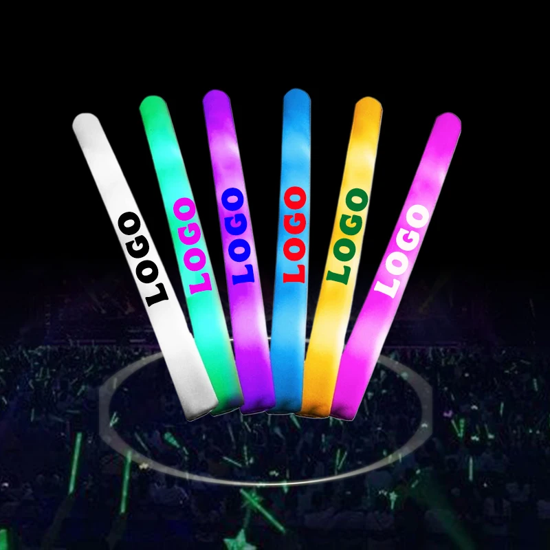 Foam Glow Sticks custom LOGO led GLOW foam sticks glow light up foam Christmas cheer sticks wedding favors