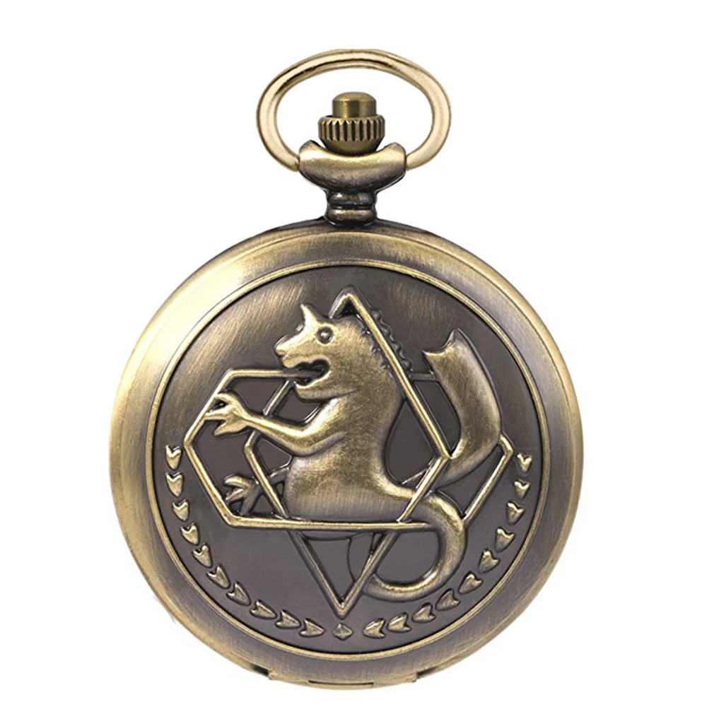 New Silver black quartz Anime Fullmetal Alchemist Pocket Watch with Chain Box for Cosplay Accessories Anime Merch
