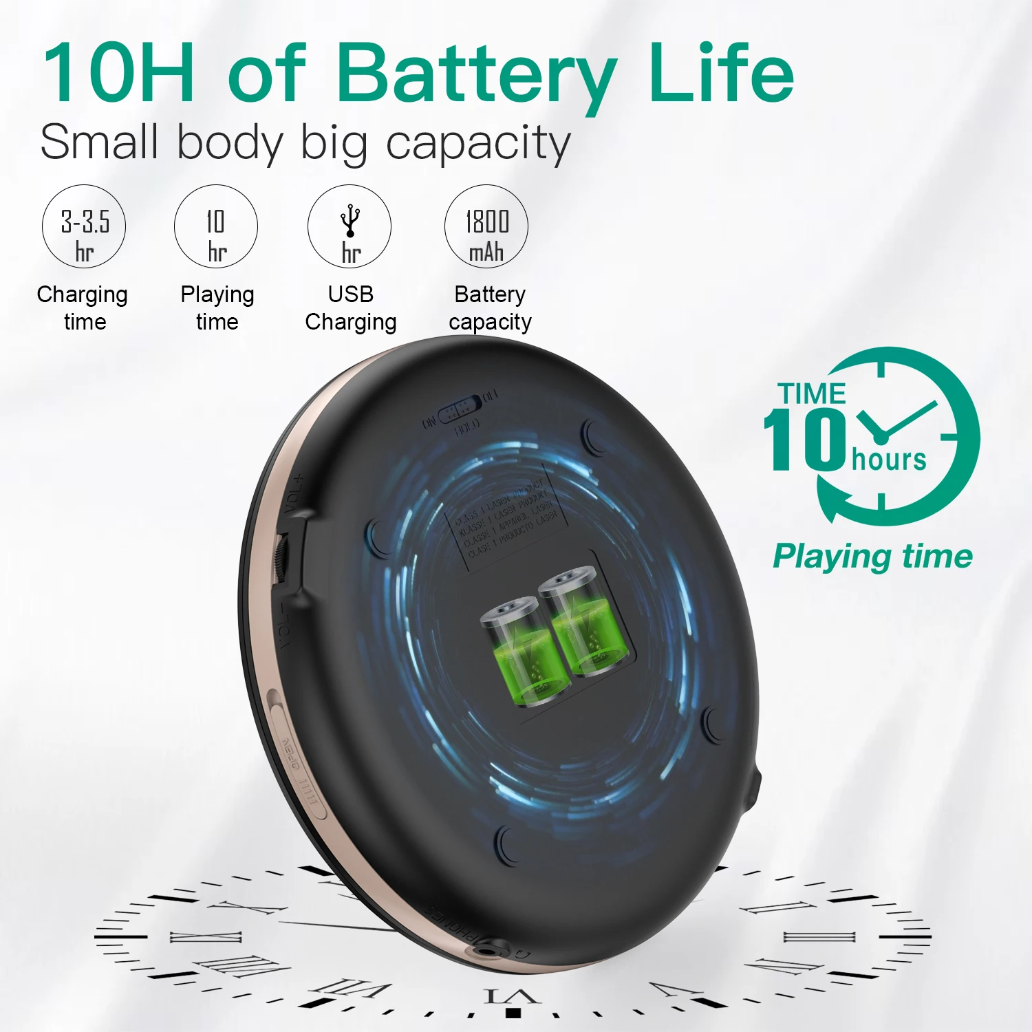 HOTT CD903TF Portable cd Player Rechargeable Touch Buttons for Home Travel and car with Stereo Headphones, Anti-Shock Protection