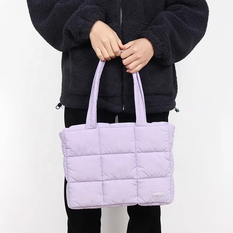 CHANGRONG Custom large Women puffer quilted tote bag nylon