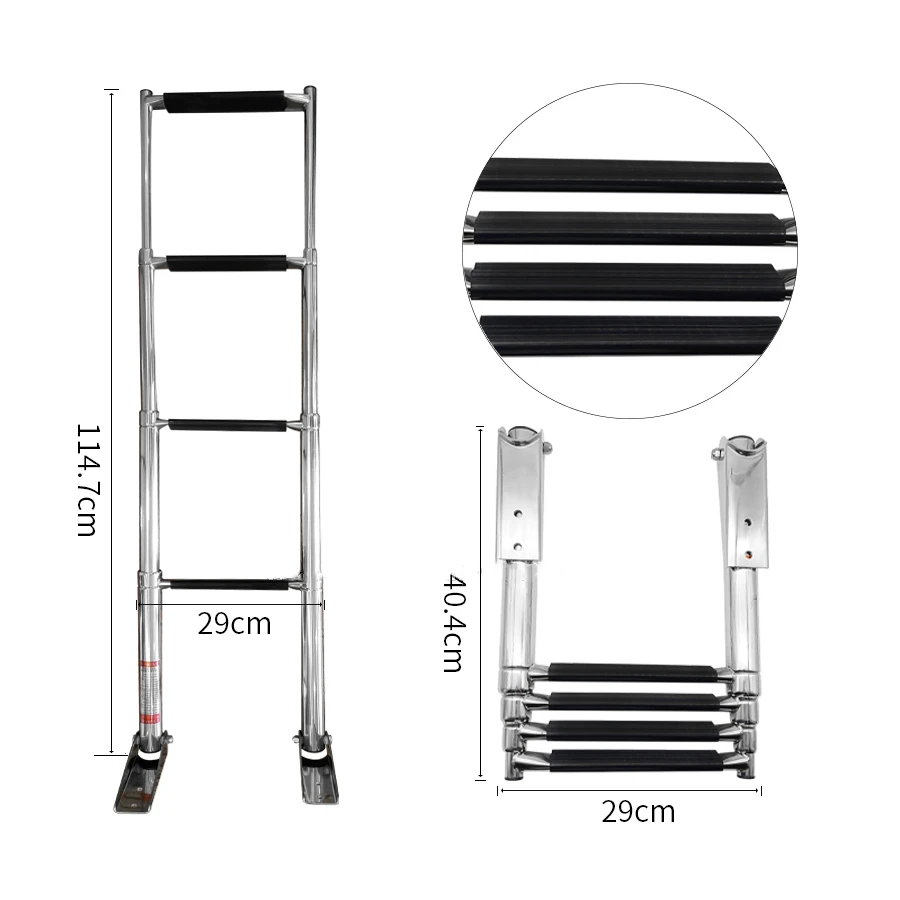Other Marine Supplies 316 stainless steel 4 step folding ladder handrail for boat