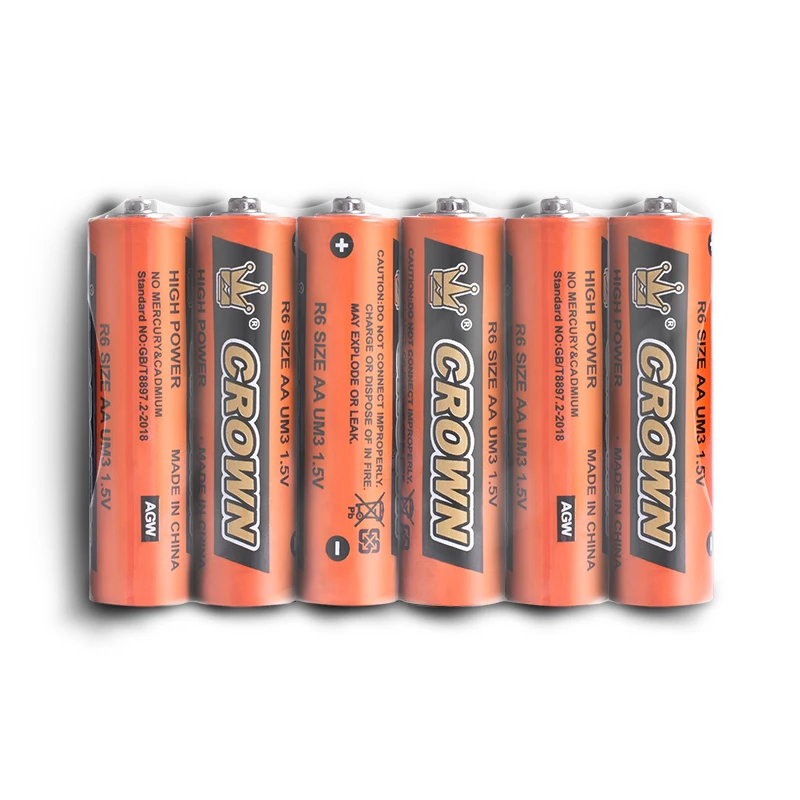 Корона C углеродная цинковая ПВХ оболочка батарея r6 батарея 1,5 в aa r6 sum3 углеродная цинковая батарея