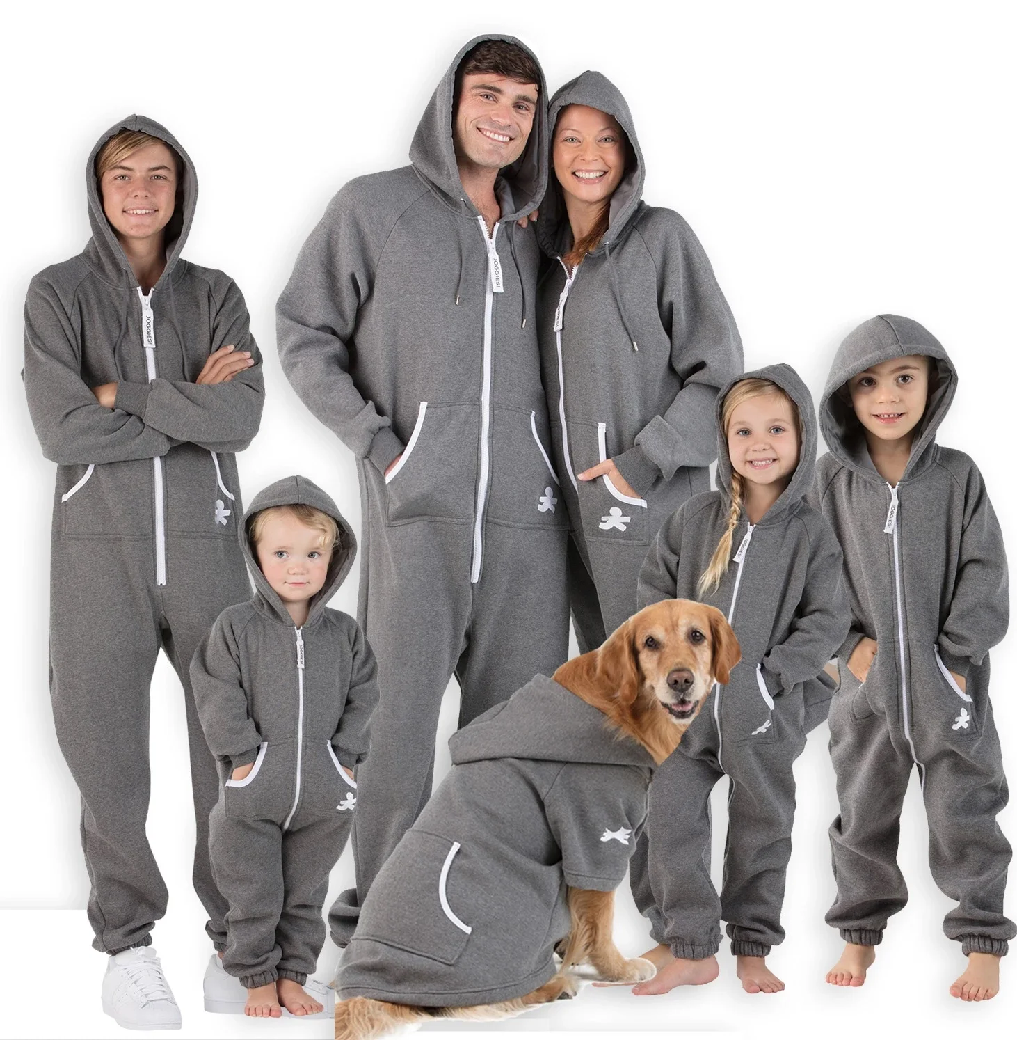 RTS Poly Cotton Terry Fleece Melange Gray Family Matching Pet Dog Clothes