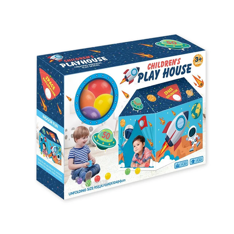 Play Tent Space Ship Rocket Theme Pretend Playhouse Indoor Toys Outdoor Tent Games With 50 Balls for Kids