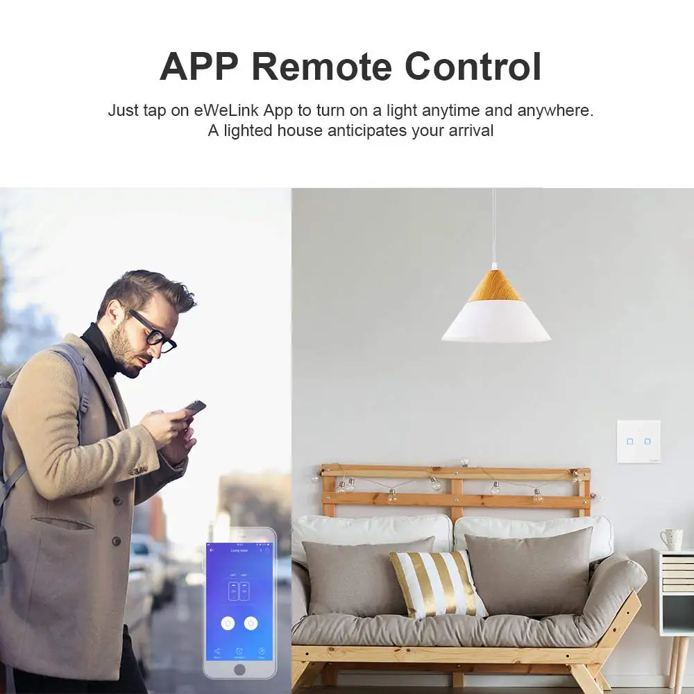 SONOFF TX T1EU2C 2Gang Plug WiFi Touch Panel Switch App Remote Control Works