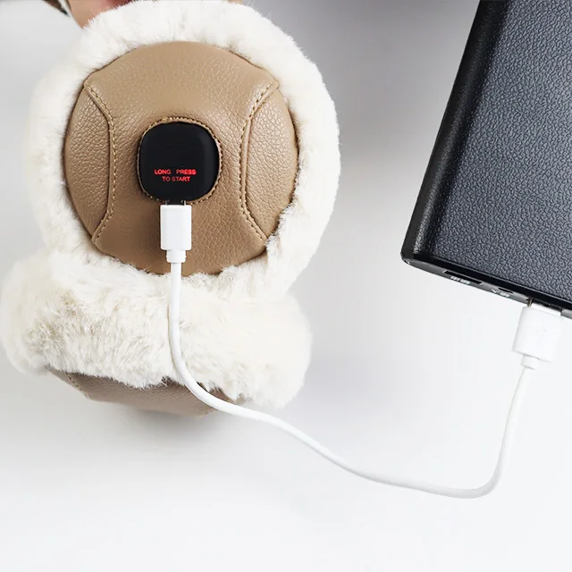 Electric storage heating High Quality Cold winter warmly foldable ears muffs custom fashionable fleece ear warmer earmuff