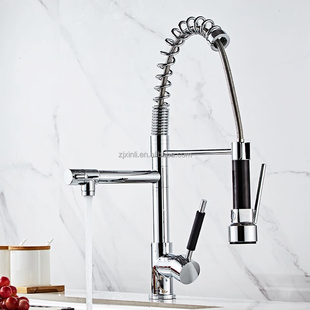 X8056K1 Polish and Chrome of Brass Kitchen Pull Out Faucet