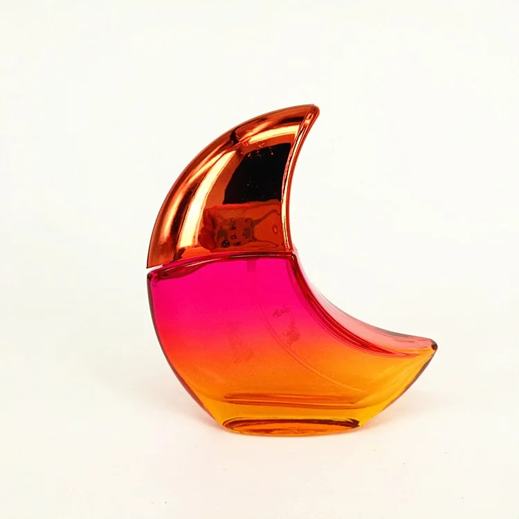 Factory Hot Sell Moon Shape Perfume Glass Bottle PUMP Sprayer Screen Printing 50ml Customized