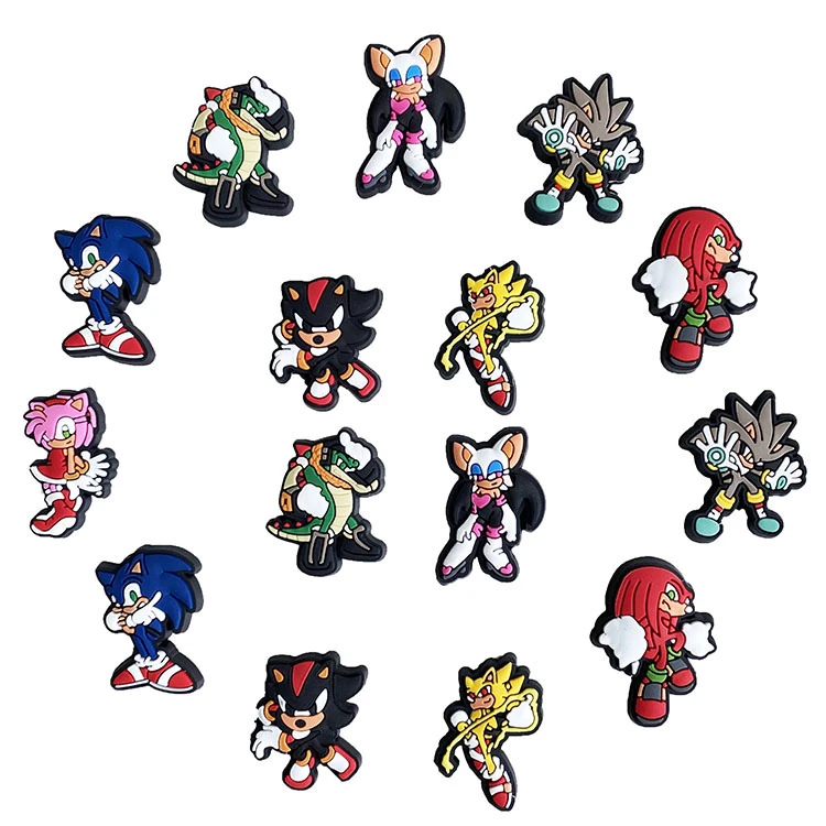 2022 New Designer Wholesale Luxury Anime Cartoon Sonic Game Croc charms for Kids Croc Shoe Decoration Charms Accessories