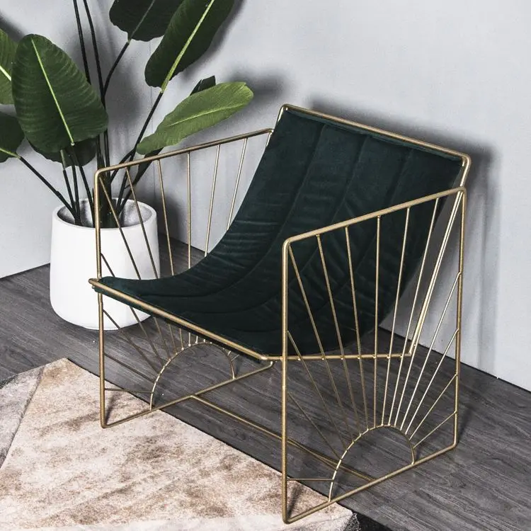 
Nordic web celebrity ins style bedroom small living room light luxury single small leisure chair metal sofa chair 