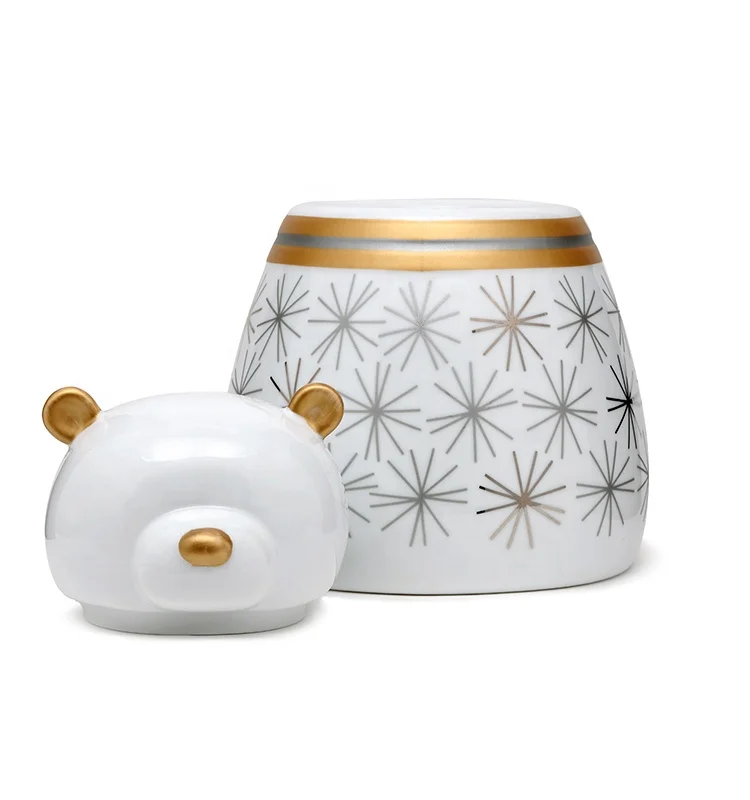 3D Christmas kitchen coffee/tea/sugar gift canister jar with golden silver handpainting