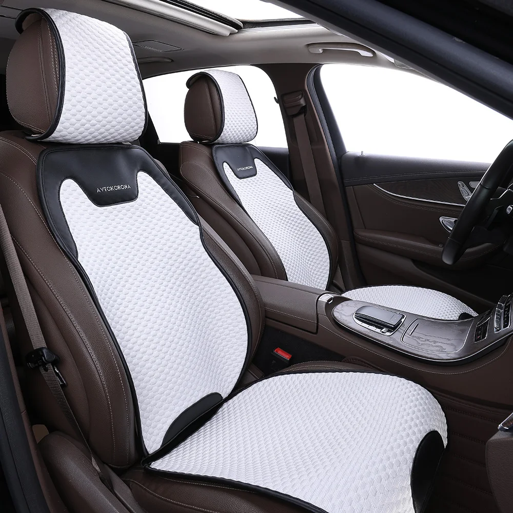 2024 High Quality PU Car Seat Cushion with Elegant Leather Edging Full Set for Toyota Camry and Honda Civic Ice Beads Cover