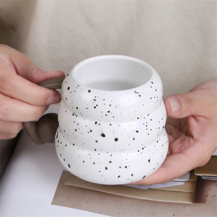European donuts shape splash ink white custom logo cup coffee ceramic mug creative cups with unique handle