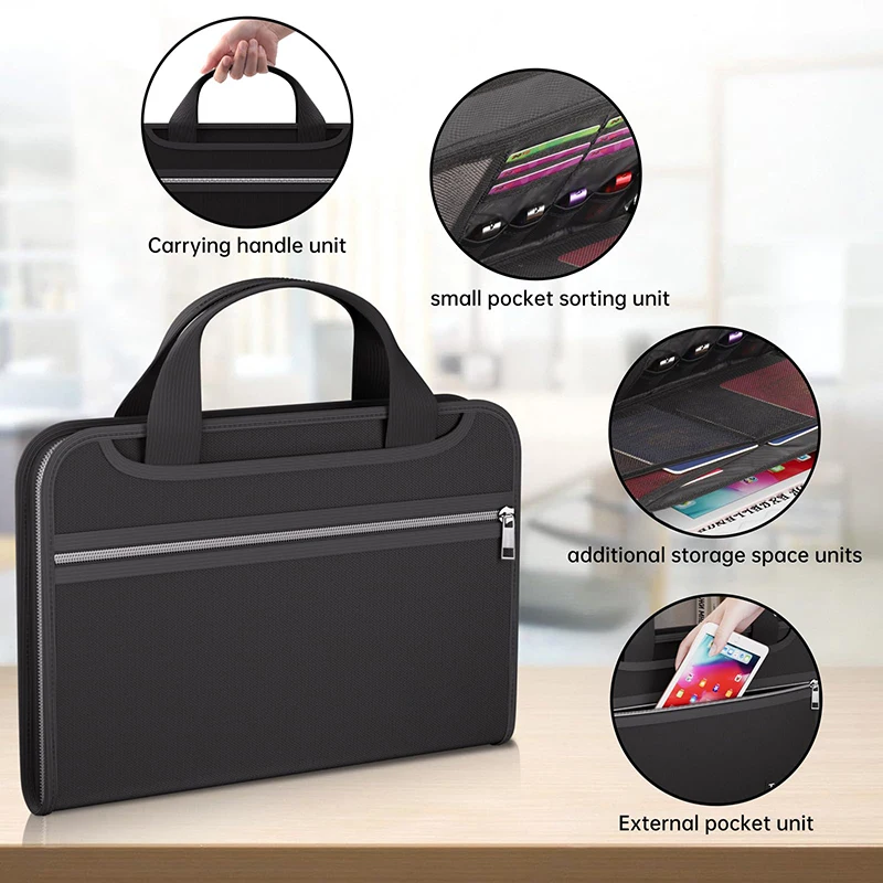 Fireproof Document File Organizer 13 Pocket Expanding File Folder with Multi-Pockets Accordion Paper Folder for Letter A4 Files