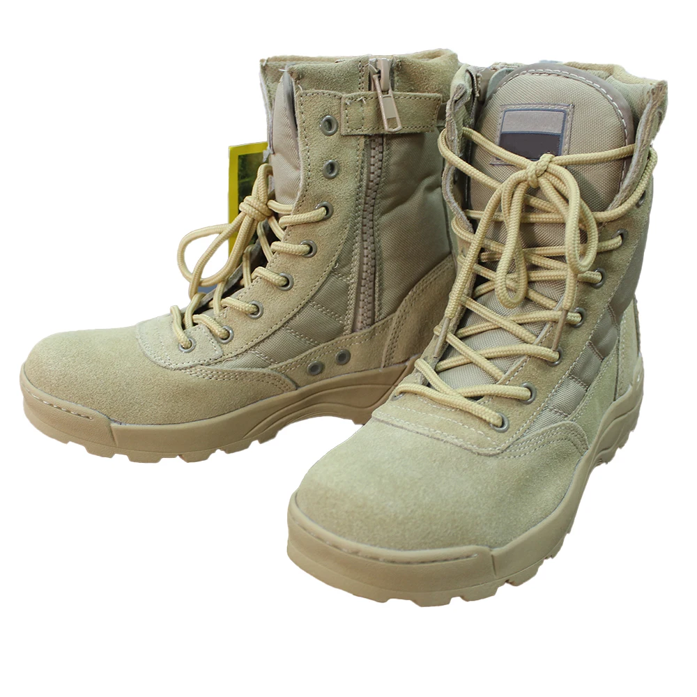 CXXM Tactical Boots Waterproof Desert Boots Leather Boots Combat Shoes Khaki Outdoor Man Winter Fur & Leather Boots CN;FUJ 39-45
