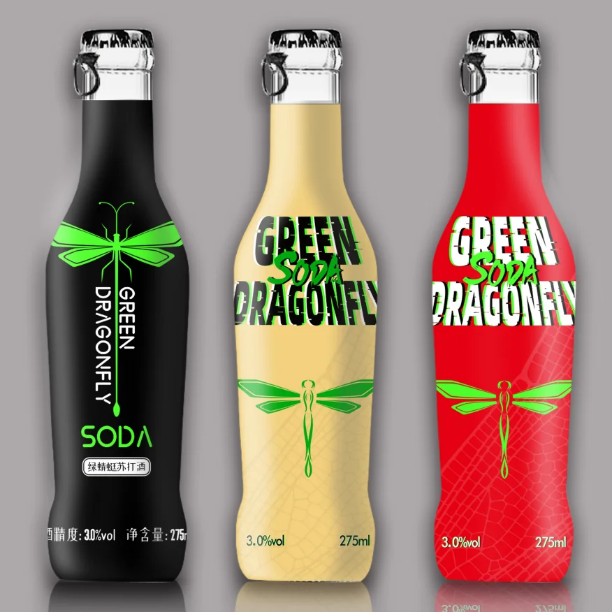 Бутылка для питьевой воды с зеленой стрекозой ликер алкогольных напитков 275 мл 3.5% Том поставщик ликера содой