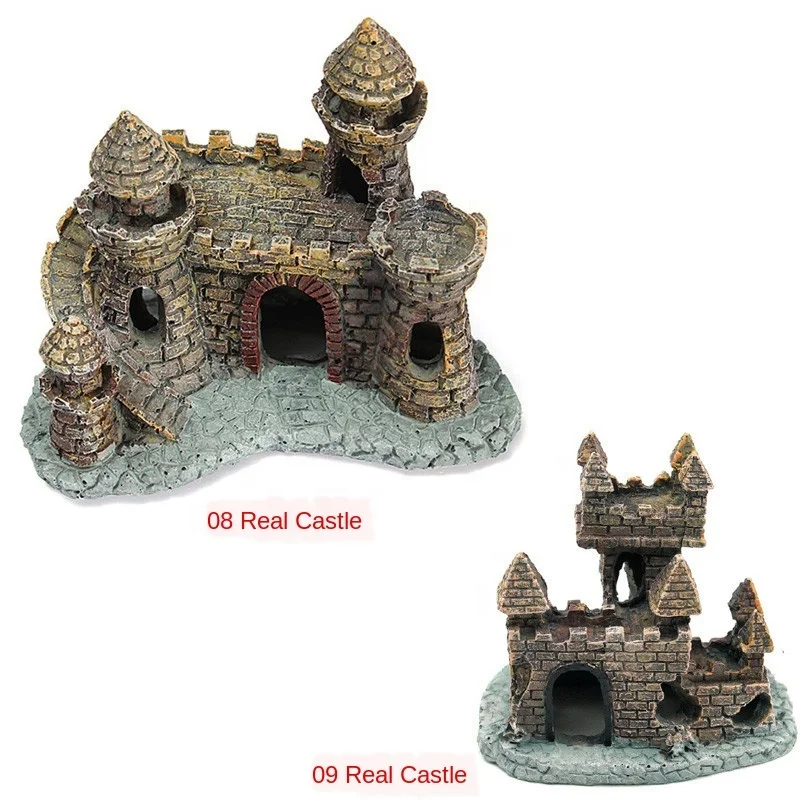 
Aquarium resin crafts ornaments fish tank landscaping decoration simulation resin reptile box antique real small castle 