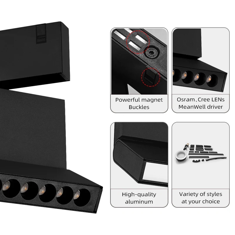 2022 modern surface recessed dimmable linear spot lighting fixtures pendant system led magnetic track light